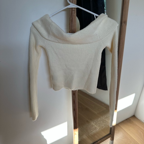 Altar’d state Elegant Off-Shoulder Cream Sweater - Picture 4 of 4